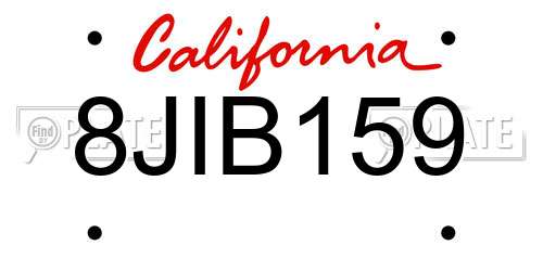 8JIB159 California License Plate