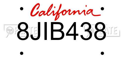 8JIB438 California License Plate