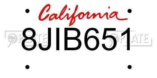8JIB651 California License Plate