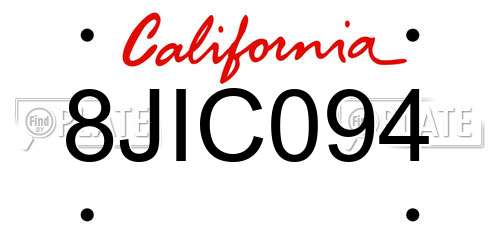8JIC094 California License Plate