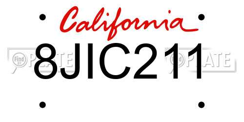 8JIC211 California License Plate