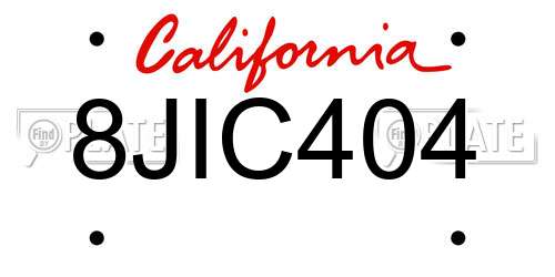 8JIC404 California License Plate