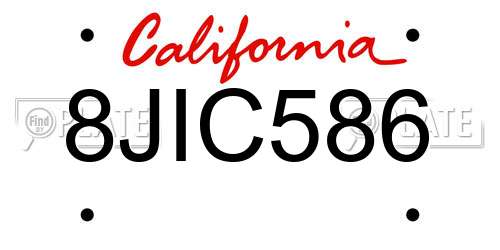 8JIC586 California License Plate