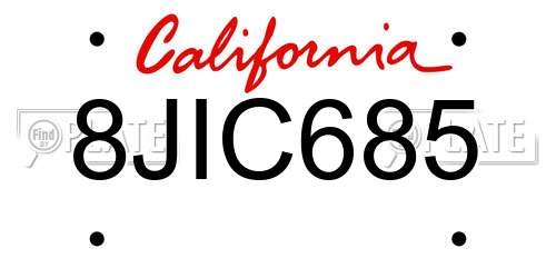 8JIC685 California License Plate
