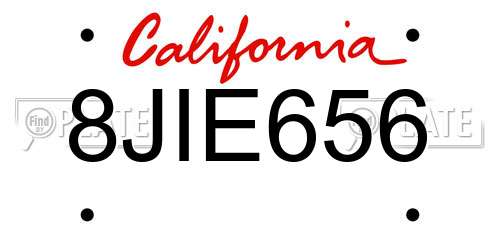 8JIE656 California License Plate