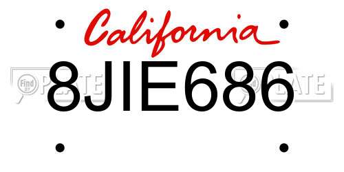 8JIE686 California License Plate