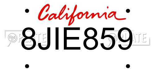 8JIE859 California License Plate