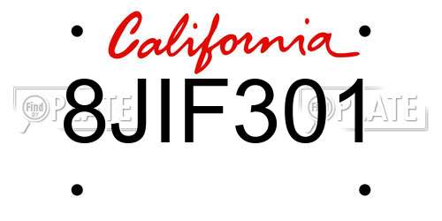 8JIF301 California License Plate