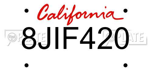 8JIF420 California License Plate