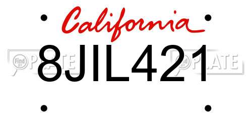 8JIL421 California License Plate