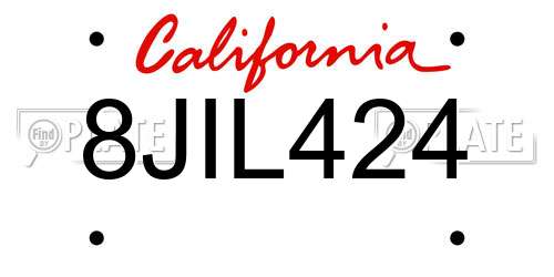 8JIL424 California License Plate