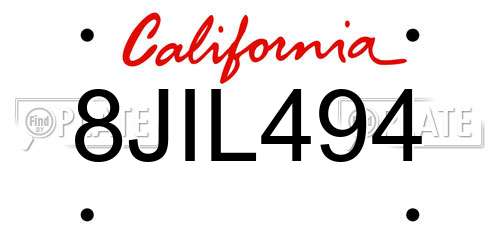 8JIL494 California License Plate