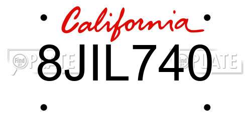 8JIL740 California License Plate