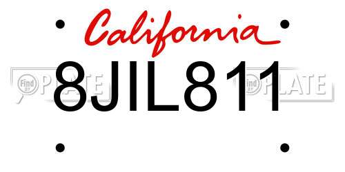 8JIL811 California License Plate