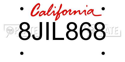 8JIL868 California License Plate