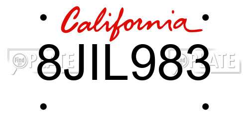 8JIL983 California License Plate