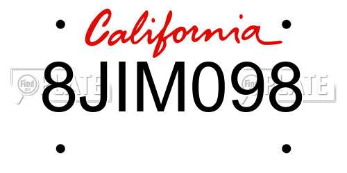 8JIM098 California License Plate