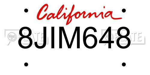 8JIM648 California License Plate
