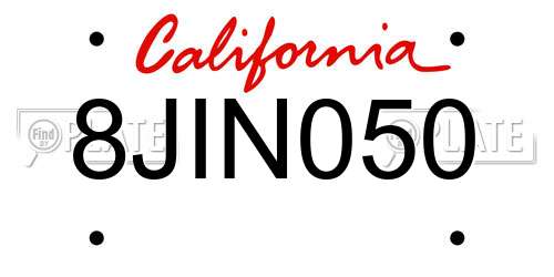 8JIN050 California License Plate