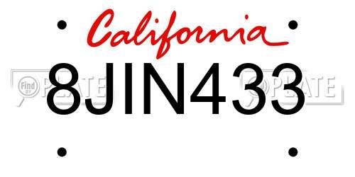 8JIN433 California License Plate