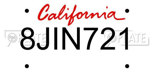 8JIN721 California License Plate