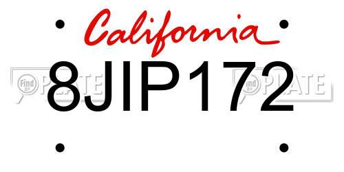 8JIP172 California License Plate