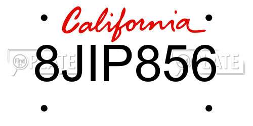 8JIP856 California License Plate