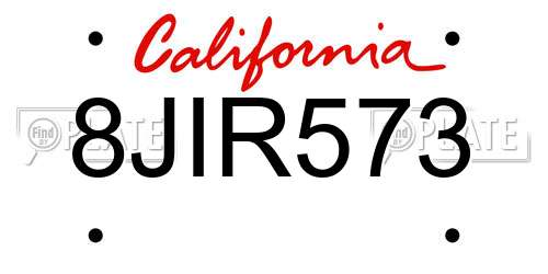 8JIR573 California License Plate