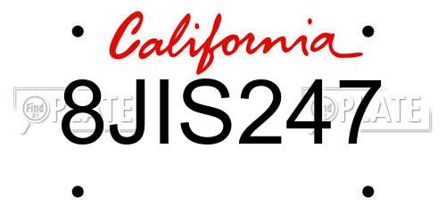 8JIS247 California License Plate