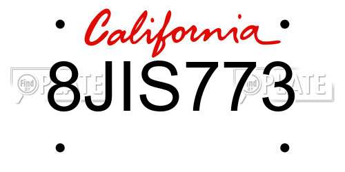 8JIS773 California License Plate