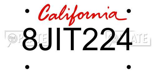 8JIT224 California License Plate