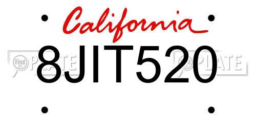 8JIT520 California License Plate