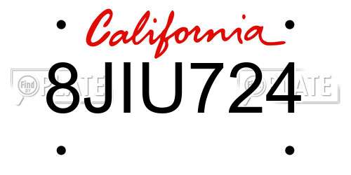 8JIU724 California License Plate