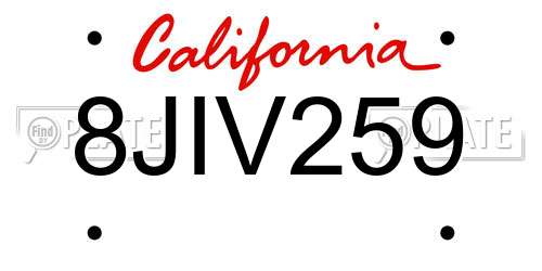 8JIV259 California License Plate
