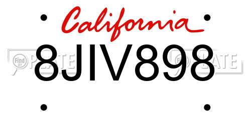 8JIV898 California License Plate