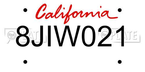 8JIW021 California License Plate