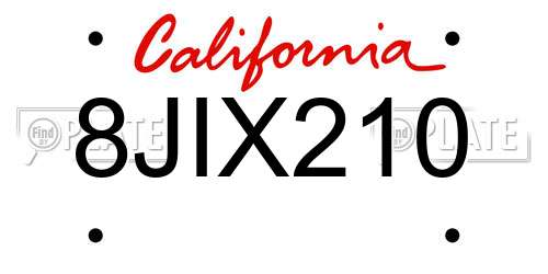 8JIX210 California License Plate
