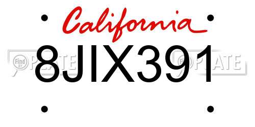 8JIX391 California License Plate