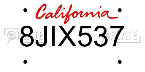 8JIX537 California License Plate