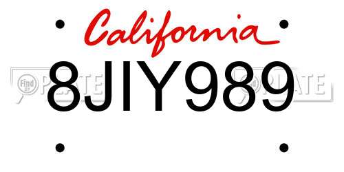 8JIY989 California License Plate