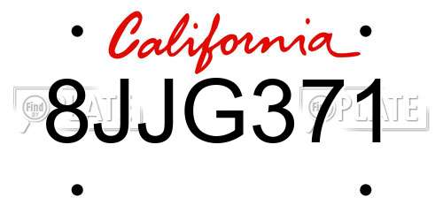 8JJG371 California License Plate