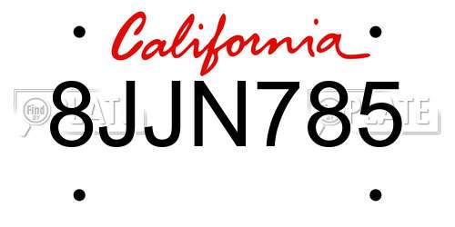 8JJN785 California License Plate