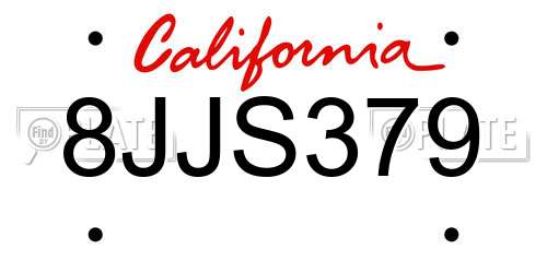 8JJS379 California License Plate