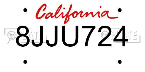 8JJU724 California License Plate