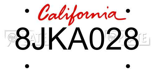 8JKA028 California License Plate