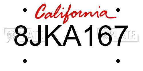 8JKA167 California License Plate
