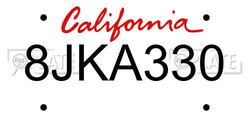 8JKA330 California License Plate