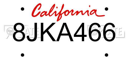 8JKA466 California License Plate