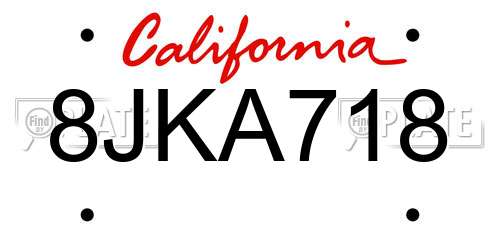 8JKA718 California License Plate