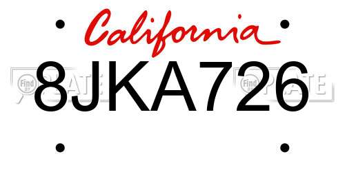 8JKA726 California License Plate